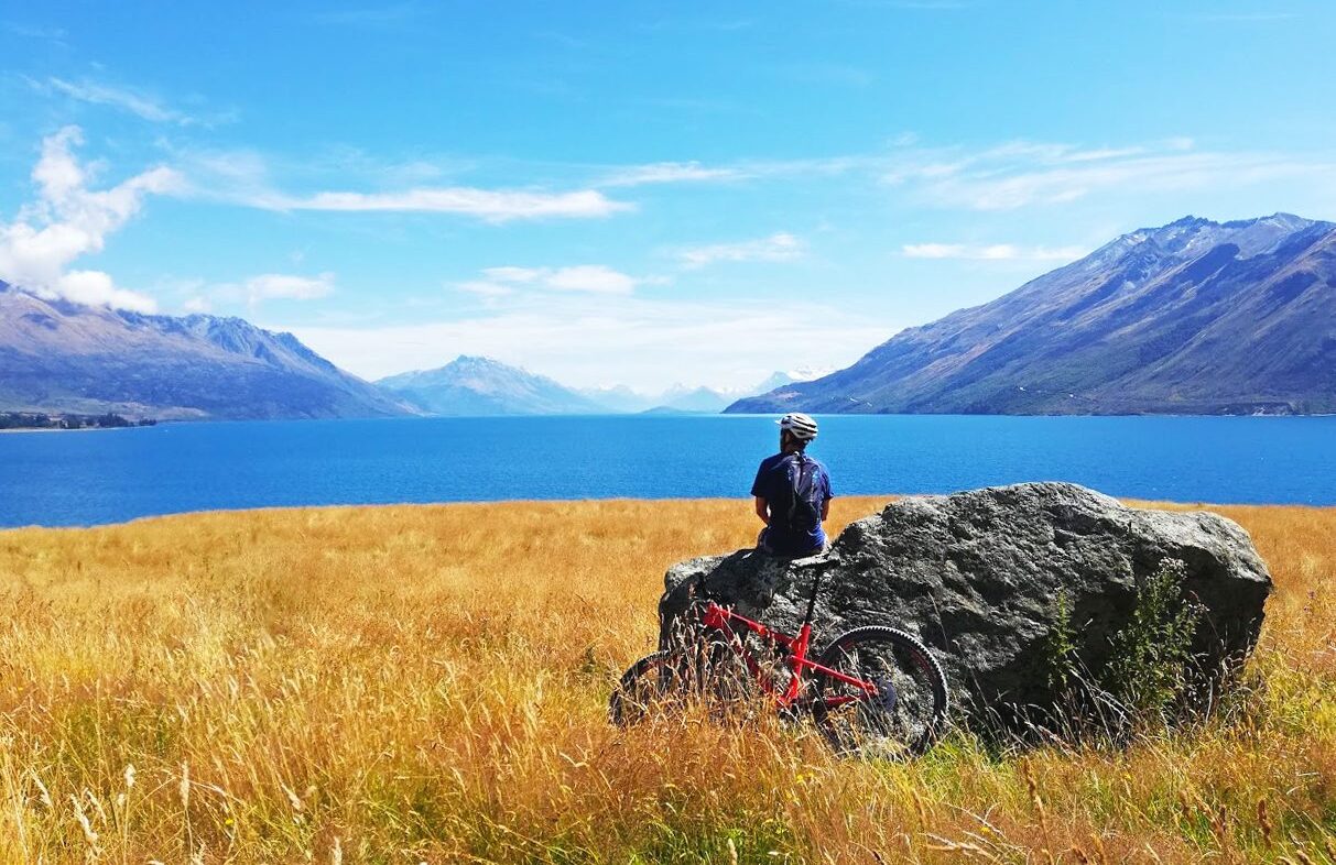 Cyclist on Rock edited